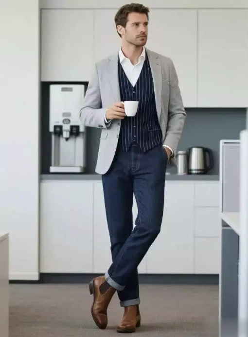 Men wear vests in autumn, unlocking the "hidden code" of decency and gentlemanly demeanor (2)